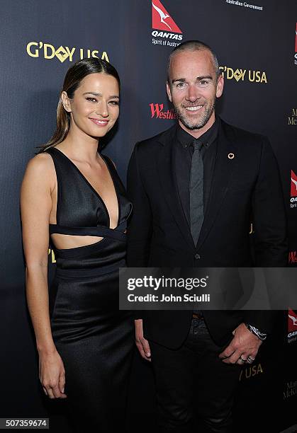 Grant Smillie and guest attends the G'Day USA 2016 Black Tie Gala at Vibiana on January 28, 2016 in Los Angeles, California.