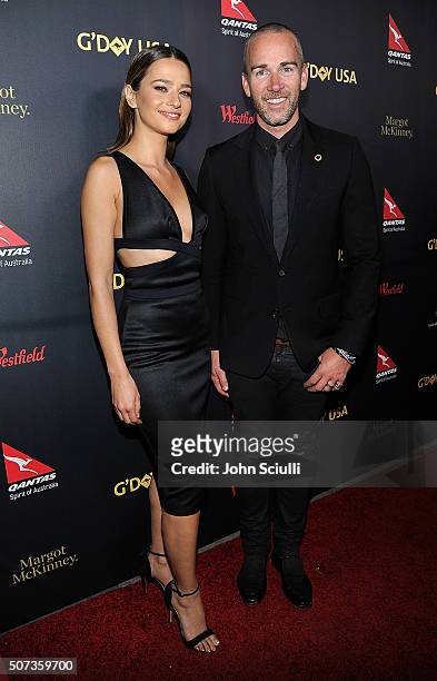 Grant Smillie and guest attends the G'Day USA 2016 Black Tie Gala at Vibiana on January 28, 2016 in Los Angeles, California.