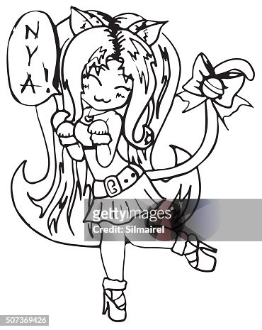 Monochrome Cat Girl Anime Manga Kawaii Cartoon Vector Isolated High-Res  Vector Graphic - Getty Images