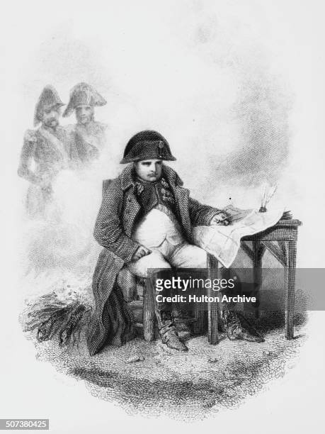 Portrait of Napoleon Bonaparte as Emperor Napoleon 1 of France in the field at the crossing of the Niemen River to invade Russia at the start of the...