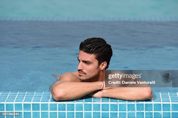 Mariano di Vaio poses during the vacation at Hideaway Beach Resort & Spa on January 29, 2016 in Dhonakulhi, Maldives.