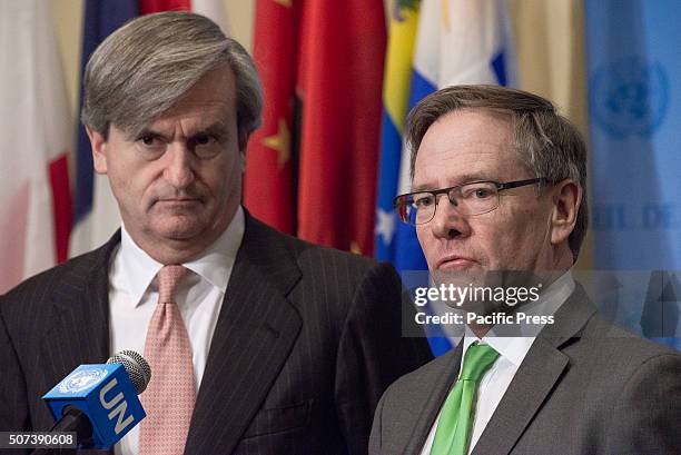Roman Oyarzun and Gerard van Bohemen speak to the UN press corps. Following a United Nations Security Council consultation on the subject of Syria...
