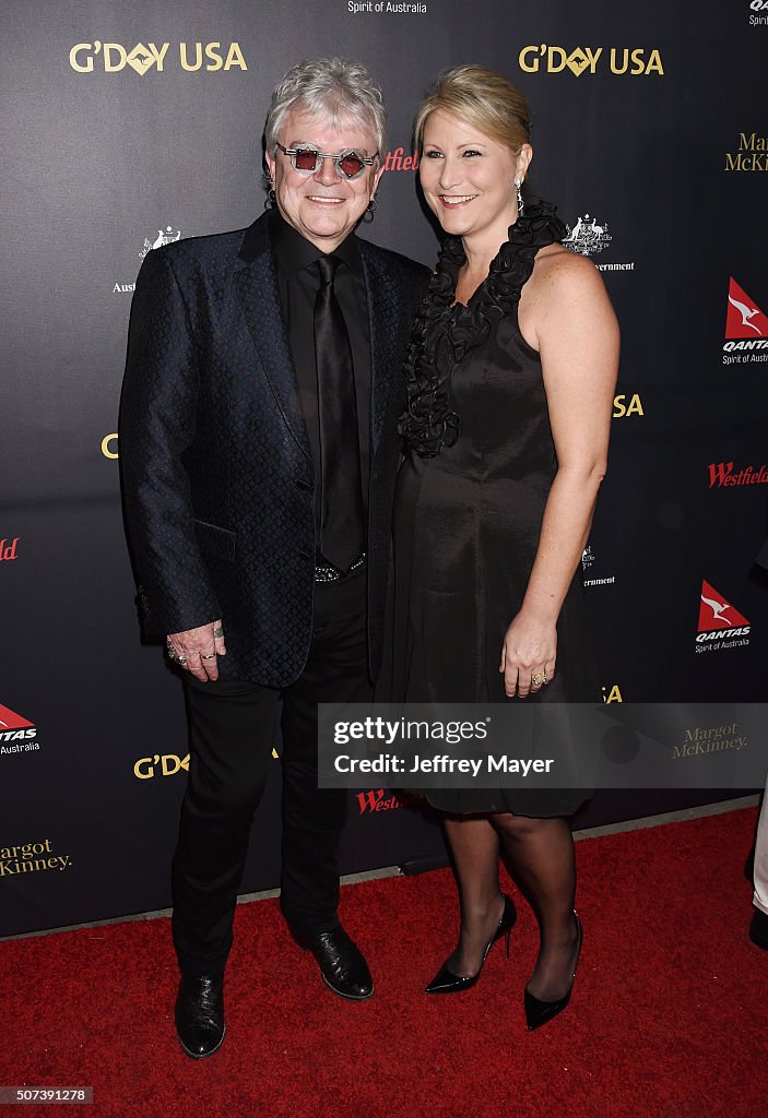 Singer/musician Russell Hitchcock and wife Laurie Hitchcock arrive at ...