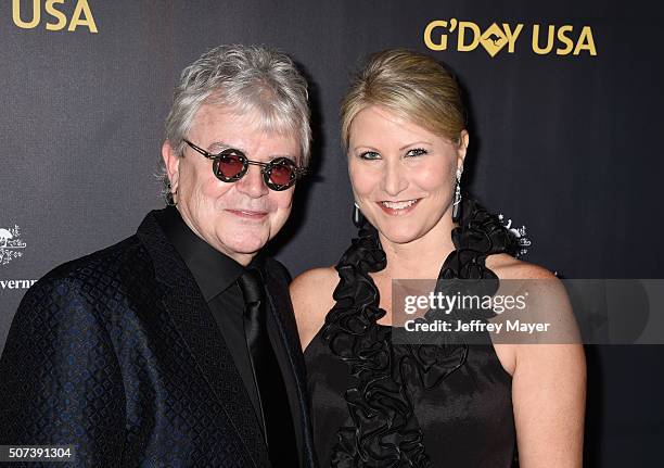 Singer/musician Russell Hitchcock and wife Laurie Hitchcock arrive at the 2016 G'Day Los Angeles Gala at Vibiana on January 28, 2016 in Los Angeles,...