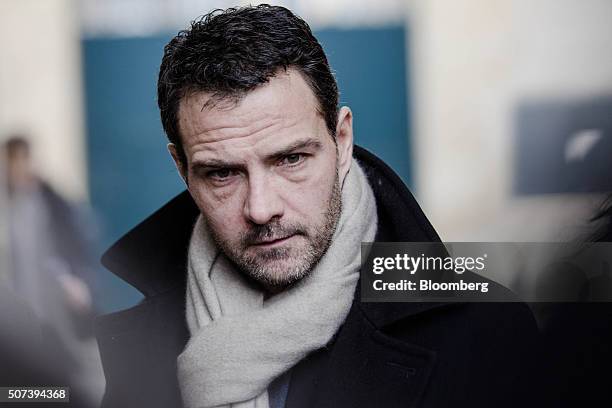 Jerome Kerviel, former trader for Societe Generale SA, arrives outside Versailles courthouse in Versailles, France, on Friday, Jan. 29, 2016. Kerviel...