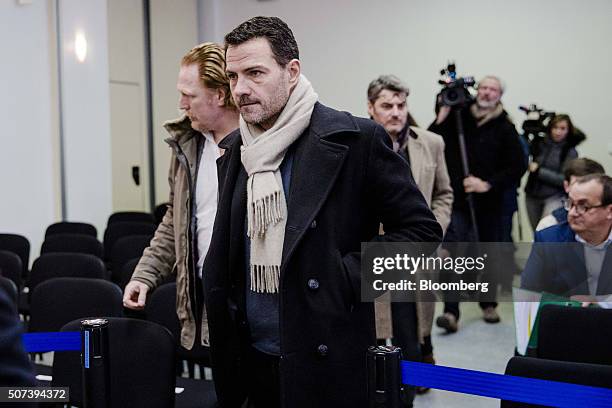 Jerome Kerviel, former trader for Societe Generale SA, arrives inside Versailles courthouse in Versailles, France, on Friday, Jan. 29, 2016. Kerviel...