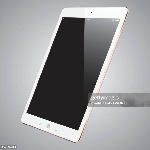 vector gold digital tablet with blank screen - tablet 3d stock illustrations