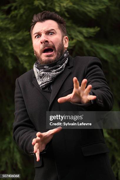 French actor Michael Youn gestures during photo session for the film " Le fantome de Canterville" during 23rd Gerardmer Fantastic Film Festival on...