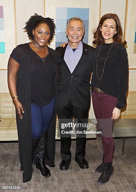 Actors Danielle Brooks, George Takei and Jessica Hecht attend the Theatre Forward's 13th Annual Broadway Roundtable at UBS Headquarters on January...