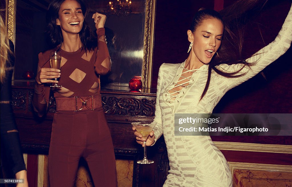 Model Caroline Ribeiro and Alessandra Ambrosio are photographed for