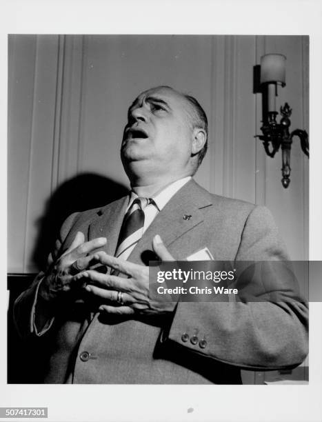 Portrait of opera singer Beniamino Gigli rehearsing at the Savoy Hotel in London, September 1949.