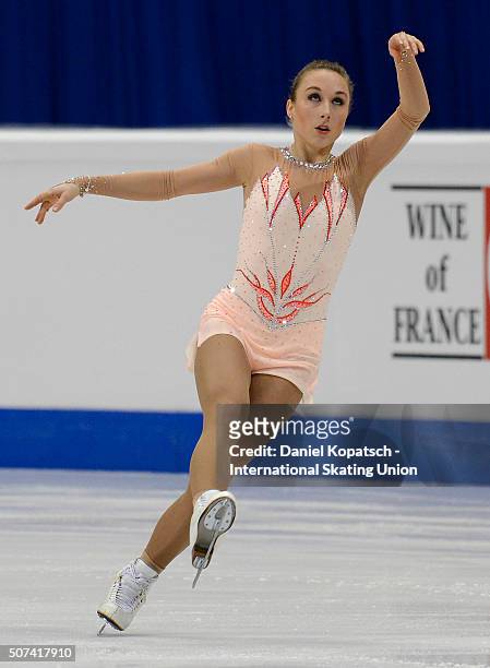 Nathalie Weinzierl of Germany performs during the Ladies Free Skating during day three of the ISU European Figure Skating Championships 2016 on...