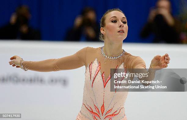 Nathalie Weinzierl of Germany performs during the Ladies Free Skating during day three of the ISU European Figure Skating Championships 2016 on...