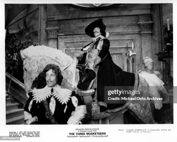 Richard Chamberlain as Aramis and Frank Finlay as Porthos looks on in a scene from the movie "The Three Musketeers" , circa 1974.