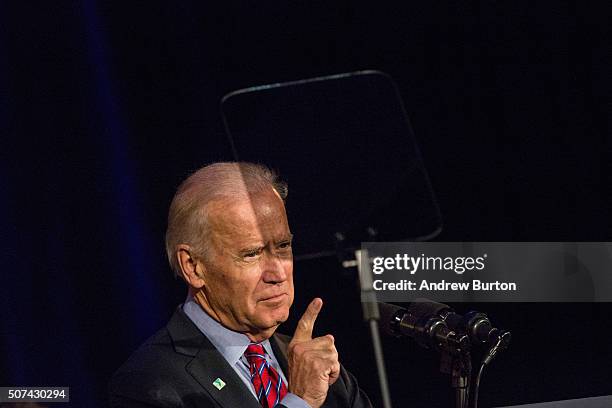 Vice President Joe Biden speaks at a rally for paid family leave on January 29, 2016 in New York City. The rally was attended by many union workers...