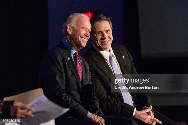 Vice President Joe Biden and New York Governor Andrew Cuomo attend a rally for paid family leave on January 29, 2016 in New York City. The rally was...
