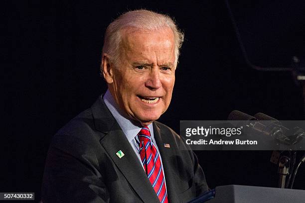 Vice President Joe Biden speaks at a rally for paid family leave on January 29, 2016 in New York City. The rally was attended by many union workers...