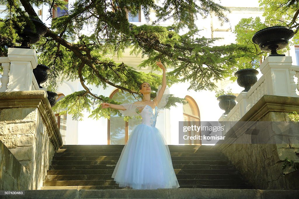 Ballerina dancing on the terrace