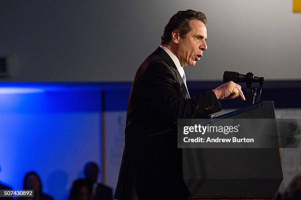 New York Governor Andrew Cuomo speaks at a rally for paid family leave on January 29, 2016 in New York City. The rally was attended by many union...