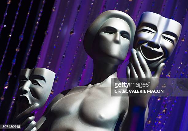 The Actor is displayed during the 22nd Annual Screen Actors Guild Awards - Red Carpet Roll-Out and Behind-The-Scenes at the Shrine in Los Angeles,...