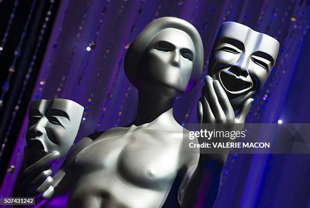 The Actor is displayed during the 22nd Annual Screen Actors Guild Awards - Red Carpet Roll-Out and Behind-The-Scenes at the Shrine in Los Angeles,...