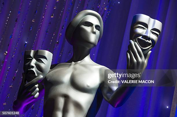 The Actor is displayed during the 22nd Annual Screen Actors Guild Awards - Red Carpet Roll-Out and Behind-The-Scenes at the Shrine in Los Angeles,...