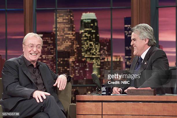 Episode 2305 -- Pictured: Actor Michael Caine during an interview with host Jay Leno on July 22, 2002 --