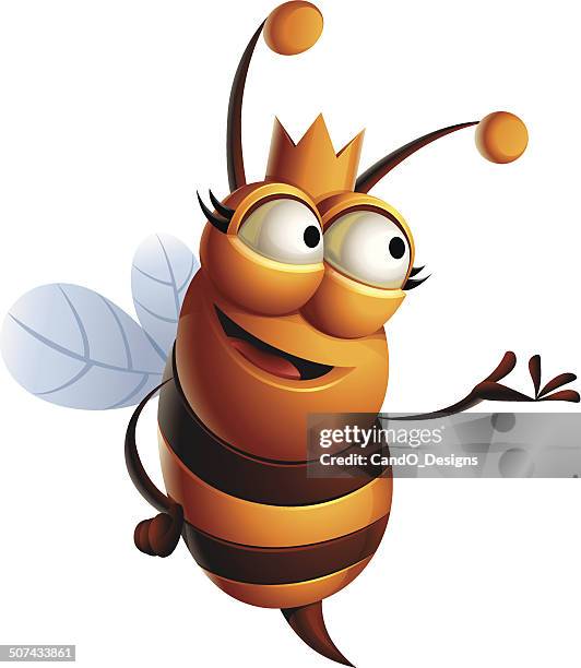 queen bee: presenting - bee-cartoon-drawing stock illustrations