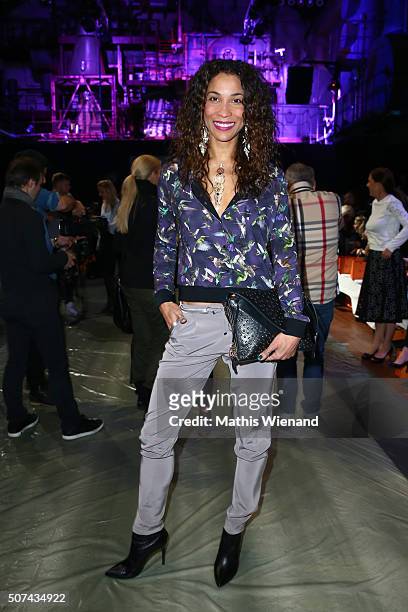 Annabelle Mandeng attends the Breuninger show during Platform Fashion January 2016 at Areal Boehler on January 29, 2016 in Duesseldorf, Germany.