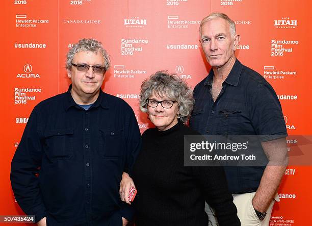 Producers Larry Estes, Maggie Renzi and director John Sayles attends the "City Of Hope" Premiere during the 2016 Sundance Film Festival at Egyptian...
