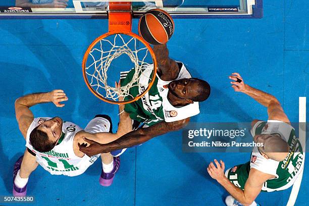 James Gist, #14 of Panathinaikos Athens in action during the Turkish Airlines Euroleague Basketball Top 16 Round 5 game between Panathinaikos Athens...