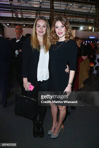 Maren Klever and Amelie Klever attend the Breuninger show during Platform Fashion January 2016 at Areal Boehler on January 29, 2016 in Duesseldorf,...