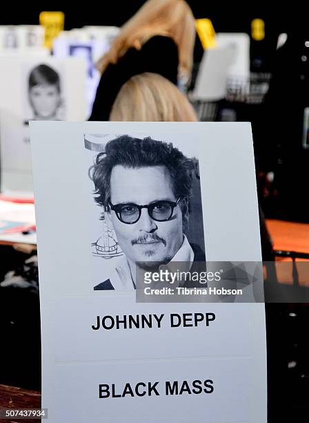 General view of name cards at the 22nd Annual Screen Actors Guild Awards Red Carpet Roll-Out and Look Behind-The-Scenes at The Shrine Expo Hall on...