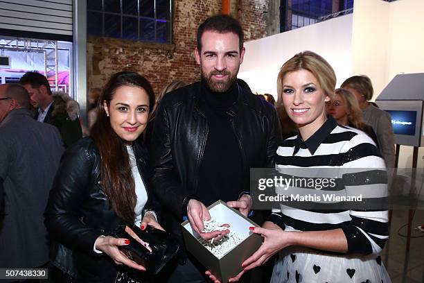 Nina Moghaddam, Christoph Metzelder and Annica Hansen attend the Breuninger after show party during Platform Fashion January 2016 at Areal Boehler on...