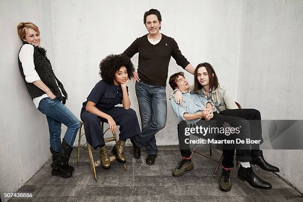 Mary Stuart Masterson, Amandla Stenberg, Scott Cohen, Owen Campbell and Miles Joris-Peyrafitte from the film 'As You Are' pose for a portrait at the...