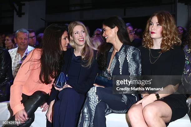 Mariella Ahrens, Guest , Shermine Shahrivar and Amelie Klever attend the Breuninger show during Platform Fashion January 2016 at Areal Boehler on...