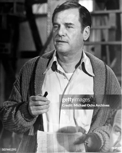 Gig Young looks on in a scene from the movie "They Shoot Horses, Don't They?" , circa 1969.