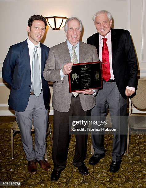 Mark Feuerstein, Henry Winkler and Garry Marshall attend the Pacific Pioneer Broadcasters Lifetime Achievement Awards Ceremony for Henry Winkler at...