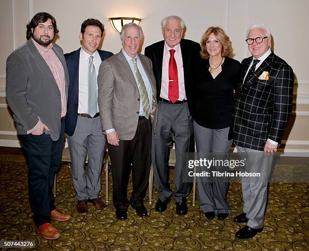 Jason Ehrlich, Mark Feuerstein, Henry Winkler, Garry Marshall, Carol Leifer and Vin Di Bona attend the Pacific Pioneer Broadcasters Lifetime...