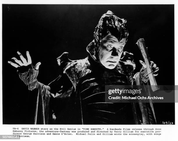David Warner as the Evil Genius in a scene from the movie "Time Bandits". Circa 1981.