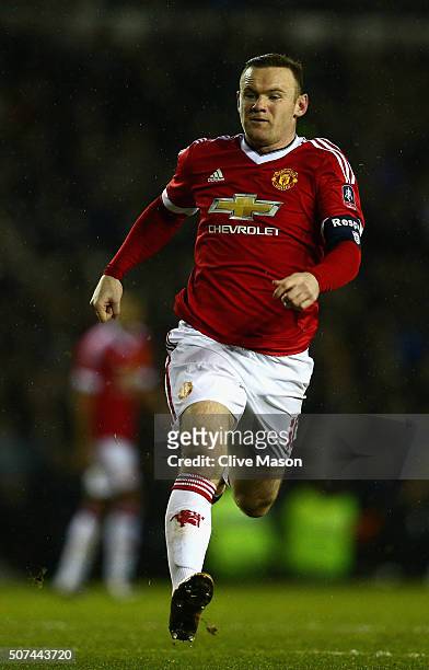 Wayne Rooney of Manchester United in action during the Emirates FA Cup fourth round match between Derby County and Manchester United at Pride Park...
