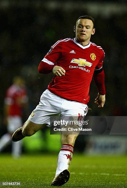 Wayne Rooney of Manchester United in action during the Emirates FA Cup fourth round match between Derby County and Manchester United at Pride Park...