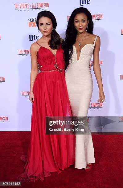 Actresses Kelsey Griswold and Arnelle Simpson attend the premiere of 'FX's 'American Crime Story - The People V. O.J. Simpson' at the Westwood...