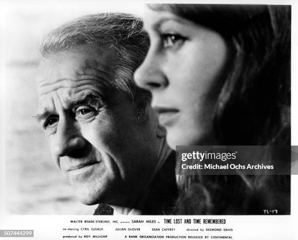 Cyril Cusack welcomes back Sarah Miles to the small fishing village in a scene from the movie "Time Lost and Time Remembered", circa 1966.