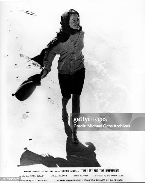 Sarah Miles as Cass Langdon walks on the beach in a scene from the movie "Time Lost and Time Remembered", circa 1966.