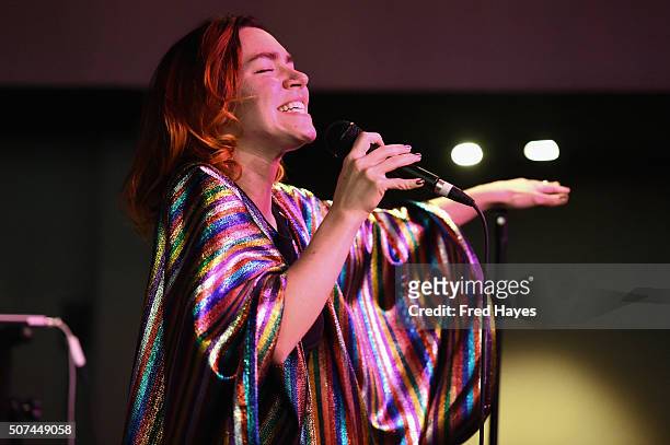 Genevieve performs at the ASCAP Music Cafe during the 2016 Sundance Film Festival at Sundance ASCAP Music Cafe on January 29, 2016 in Park City, Utah.