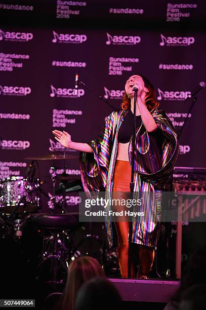 Genevieve performs at the ASCAP Music Cafe during the 2016 Sundance Film Festival at Sundance ASCAP Music Cafe on January 29, 2016 in Park City, Utah.