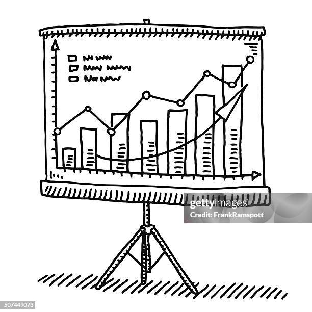 ilustraciones, imágenes clip art, dibujos animados e iconos de stock de pantalla presentación gráfica éxito de dibujo - rotafolio