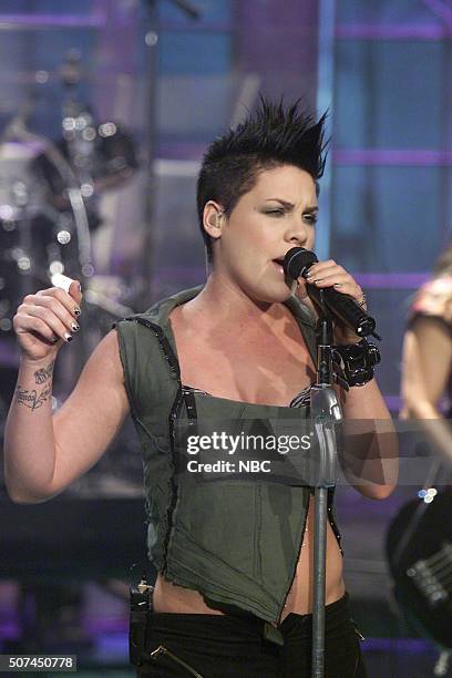 Episode 2363 -- Pictured: Singer Pink performs on November 1, 2002 --