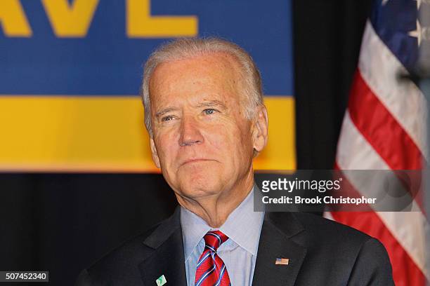 Vice President Joe Biden speaks at a rally for paid family leave as he and NY Governor Andrew Cuomo deliver remarks on economy on January 29, 2016 in...